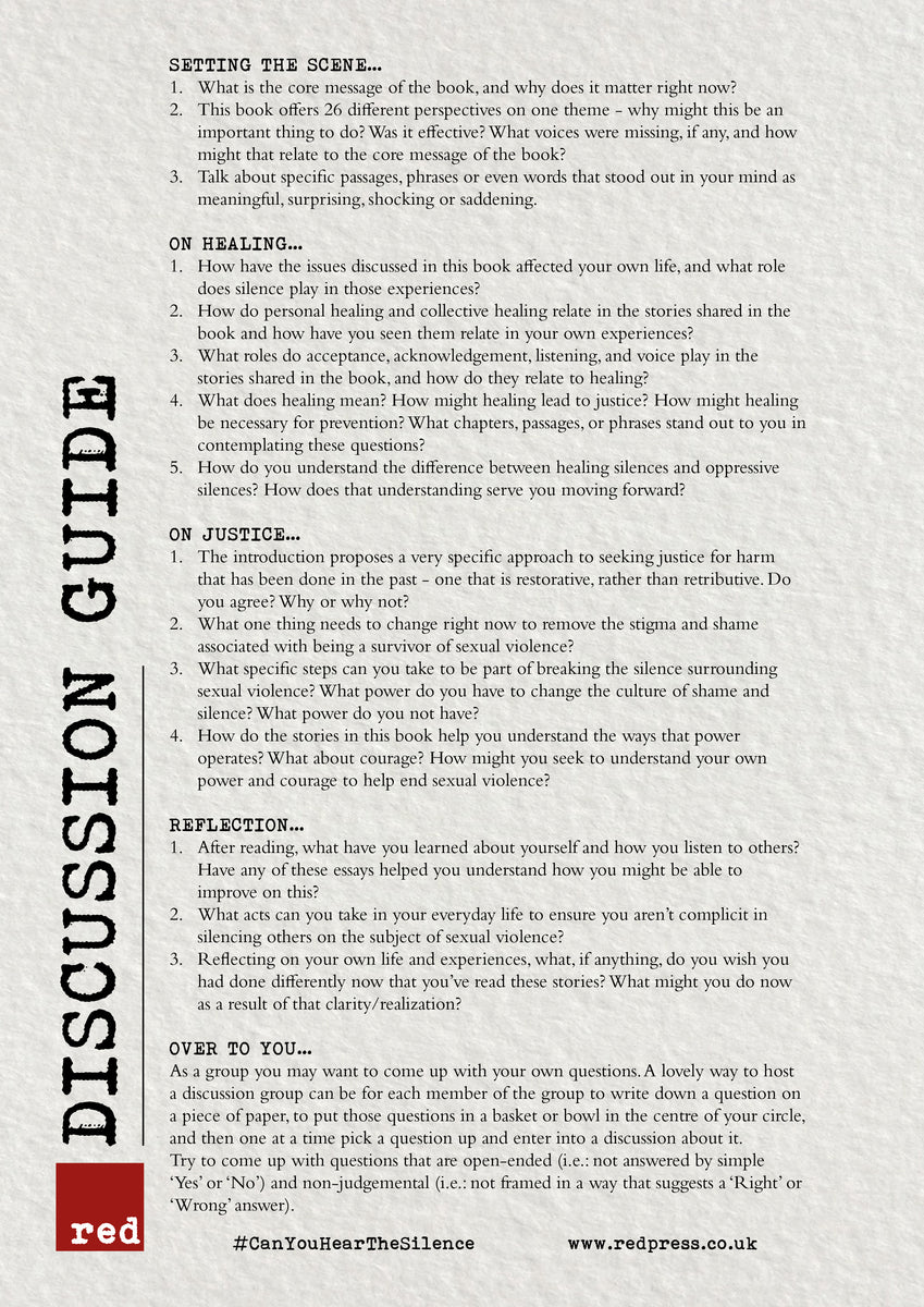 Anatomy of Silence Discussion Guide Red Press